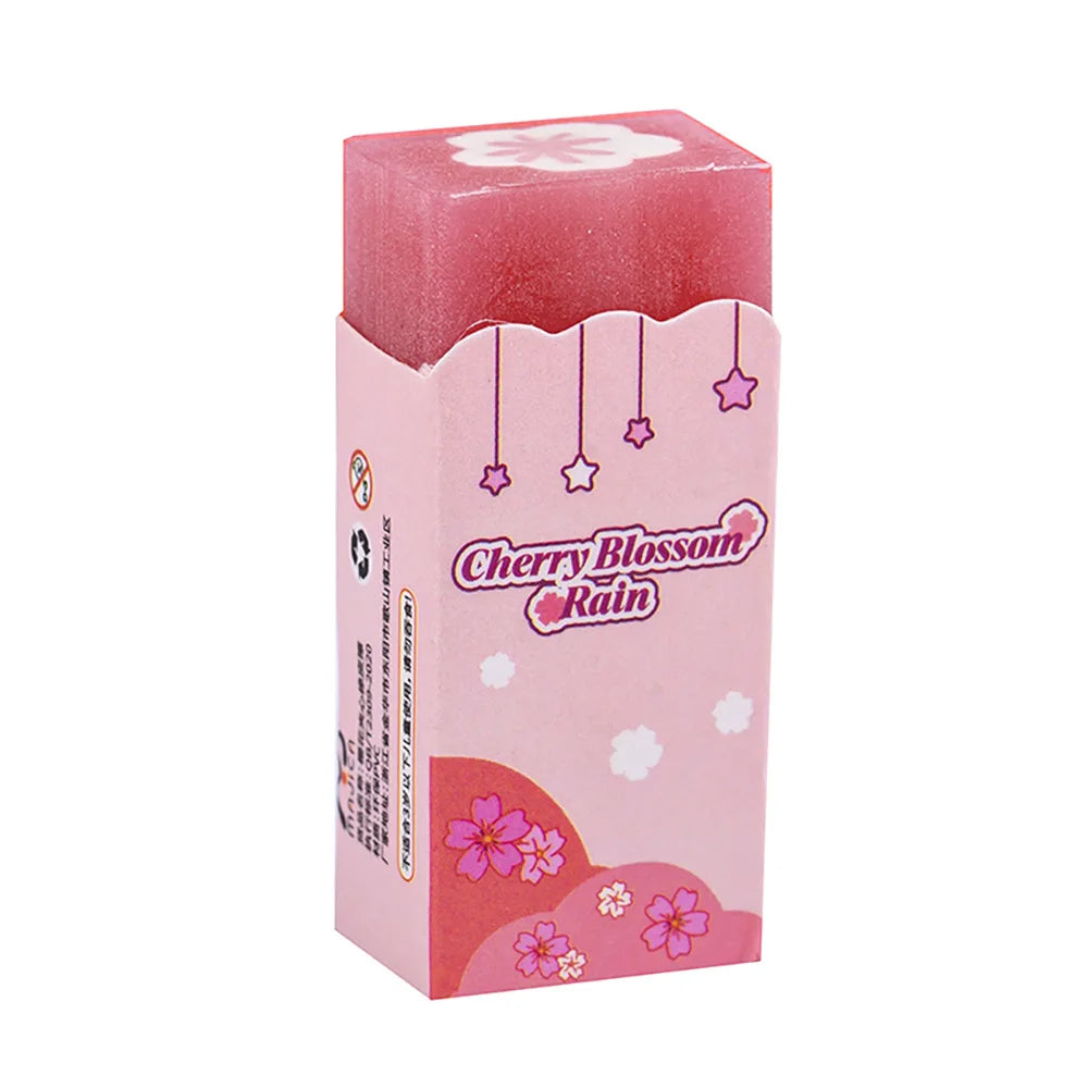 Lot Kawaii Cherry Blossom Sandwich Pencil Eraser Children Cute Less Debris Rubber Sakura Slice Erasers School Stationery