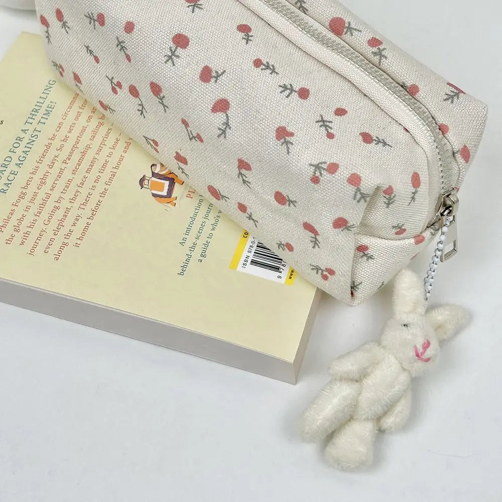 Small Fresh Floral Pen Bag Large Capacity Pencil Case Multifunctional Stationery Storage Bag Student School Organizer Supplies
