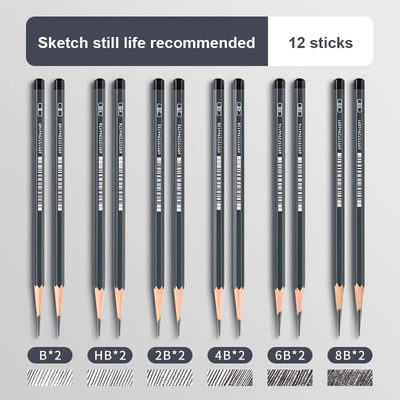 Drawing Sketch Pencils Set Wooden Professional Art Supplies HB 2H B 2B 3B 4B 5B 6B 7B 8B 12B 14B Painting Shading Artist Pencils