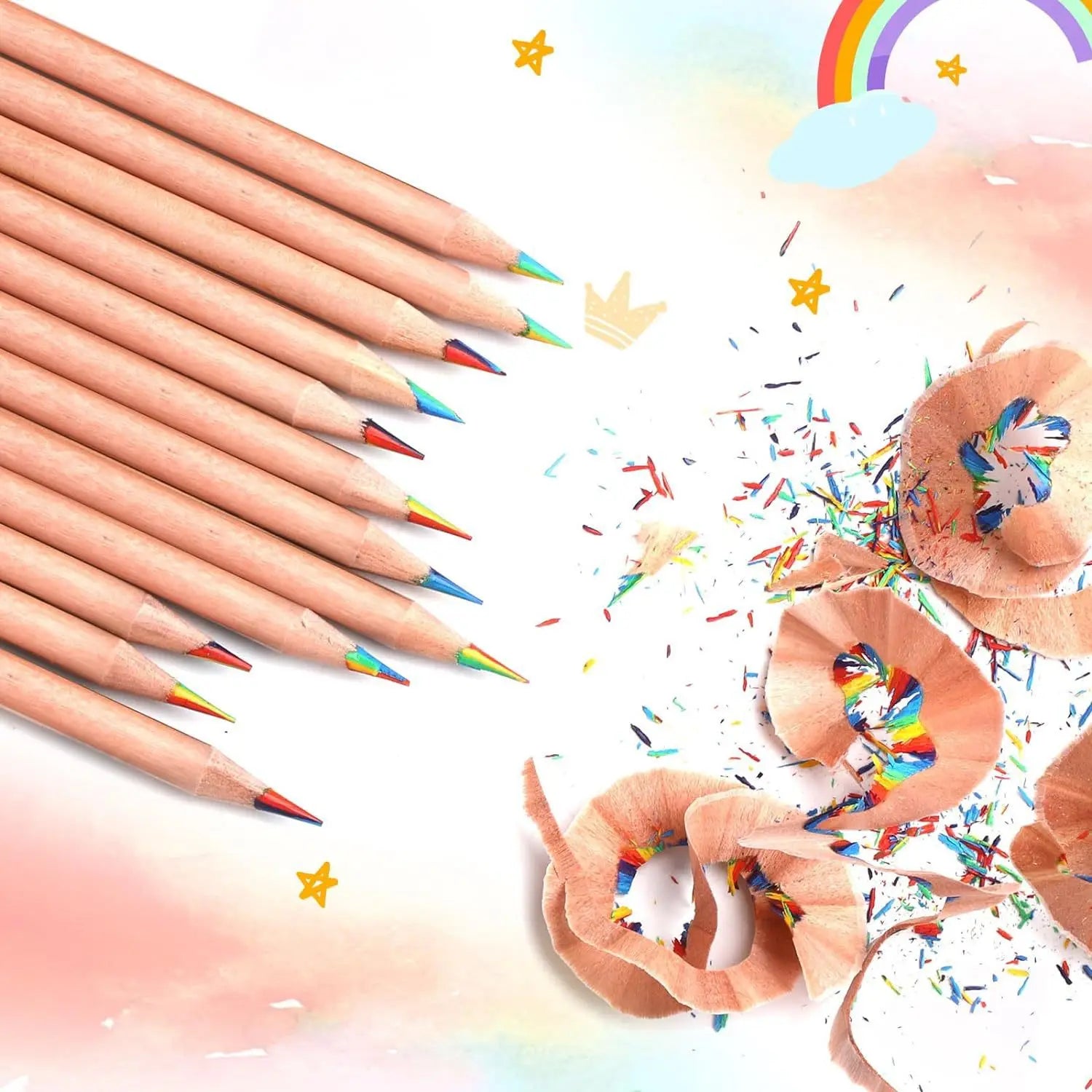 12PCS seven-color rainbow pen multi-color pencil creative color pen gradient color mixed color DIY color pencil hand-painted stu