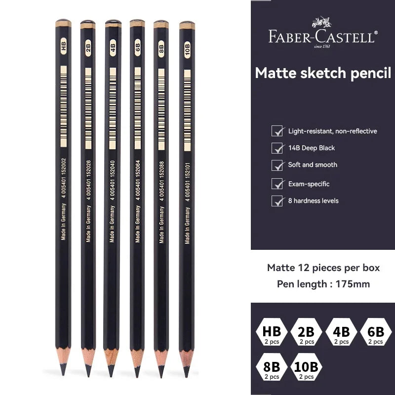 Faber-Castell 3/12pcs Graphite Matte Sketch Pencil Set For Black Lead Writing Sketching Drawing Graphite Pencils Art Supplies