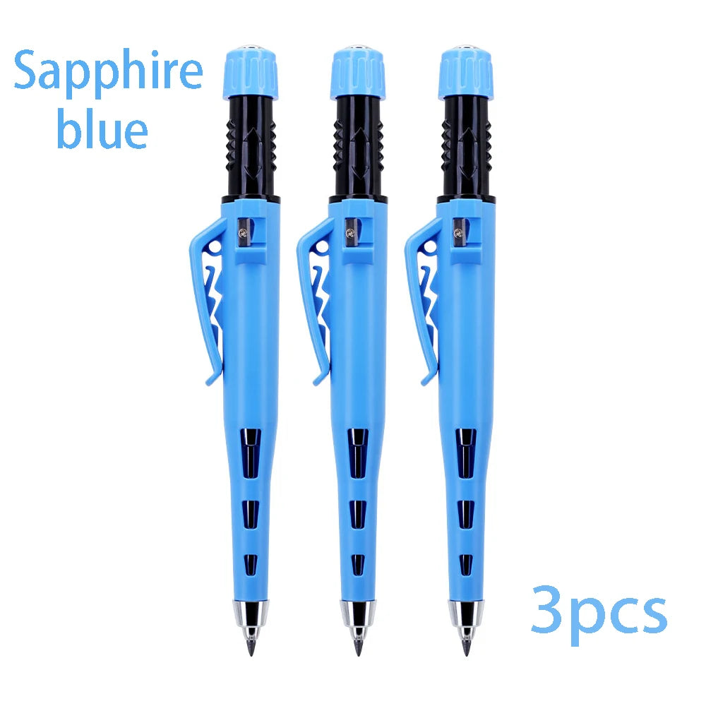 Multicolored 2.8mm Woodworking Mechanical Pencil with Sheath Built In Pencil Sharpener Long Headed Deep Hole Marking Pencil