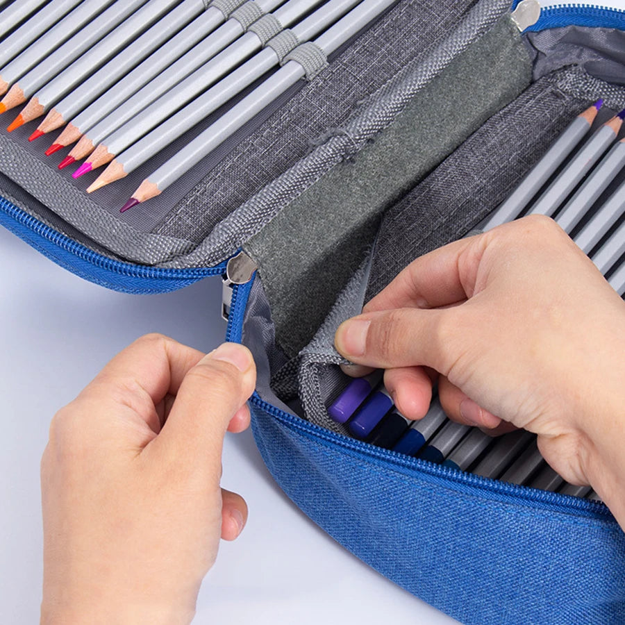 72 Holes Colored Lead Pencils Storage Bag Black Red Colors Large Capacity Case Box Holder School Supplies Stationery Student