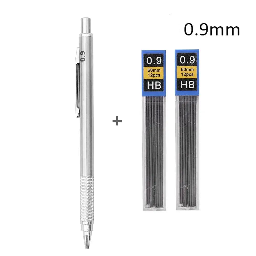 0.5/0.7/0.9/1.3/2.0mm Automatic Pencil Metal Mechanical Pencils Sets With Pencils Grip Leads Art Drawing Student Office Supplies