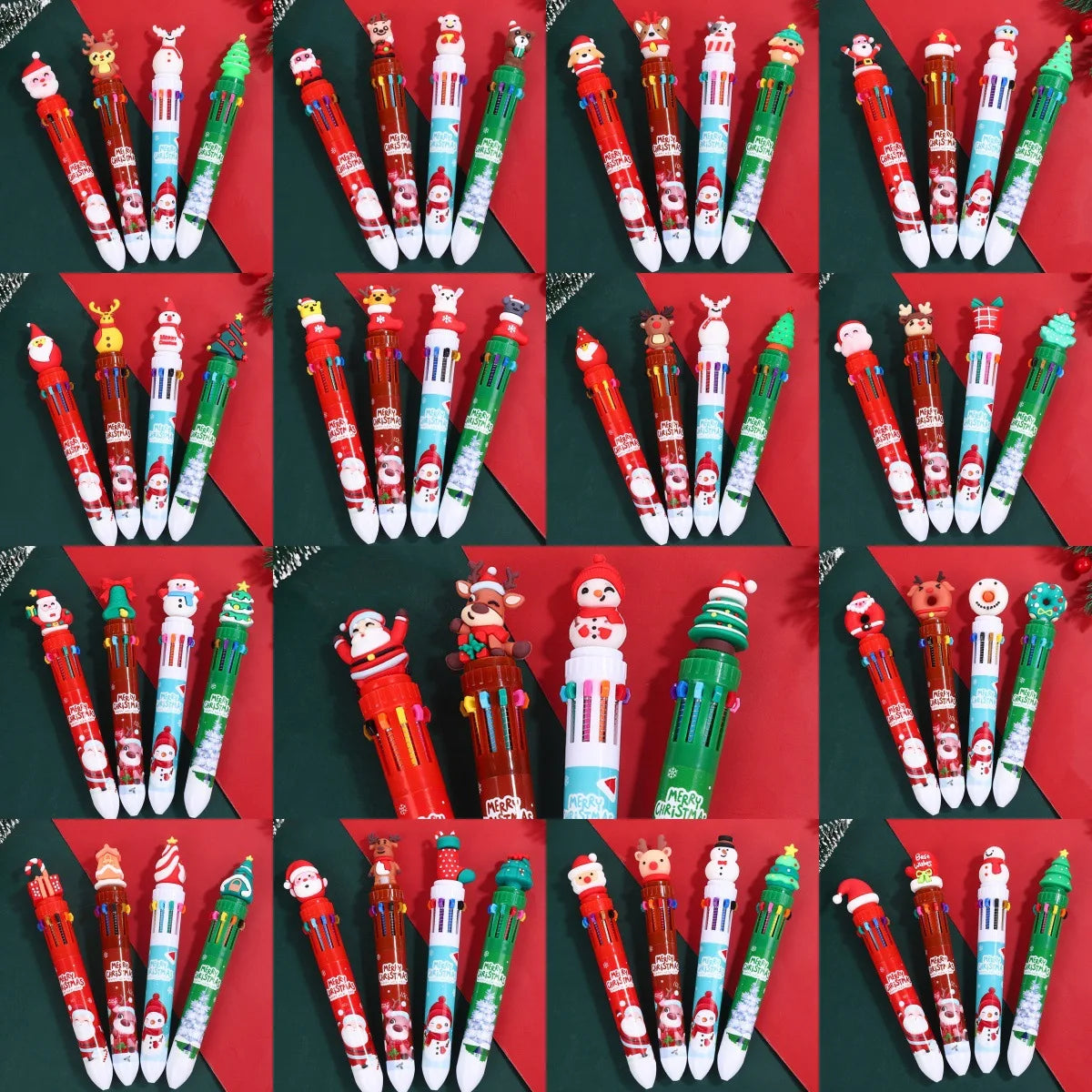30Pcs/Lot Kawaii Christmas Series Multicolor Ballpoint Pen Cute Cartoon Santa Claus 10Color 6Color 4Color Pens School Kids Gifts