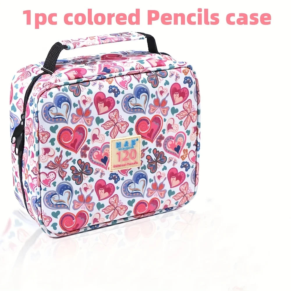 1pc Colored Pencil Case 50/72/120 Slots, Large Capacity Pen Pencil Case, Gel Pens Organizer Zipper Carrying Portable Suitable