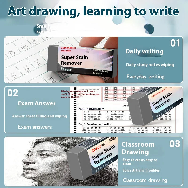 12/24 Pcs Eraser Clean No Trace Eraser For Students' Art Painting Daily Write for Kids School Art Supplies Office Stationery