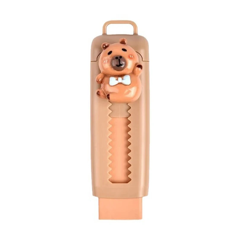 Kawaii Cute Push Pull Capybara Eraser Soft School Supplies Clean Mess Free Stationary Office Student Rubber Eraser For Kids Gift