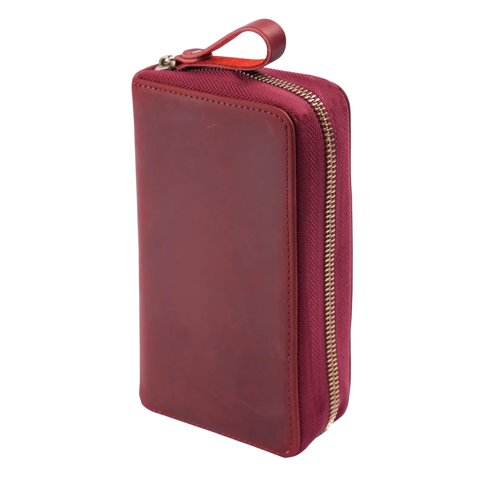 Genuine Leather Fountain Pen Holder Case with Divider, Large Capacity Pencil Pouch Pen Bag for 10 Pens, for Students Stationery