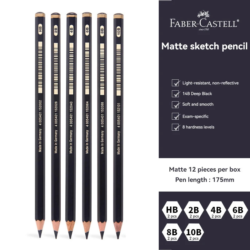 Faber-Castell 3/12Pcs Set Matte Sketch Pencil Painting Art Graphite Pencils Shading Writing Sketch Drawing Design Art Supplies