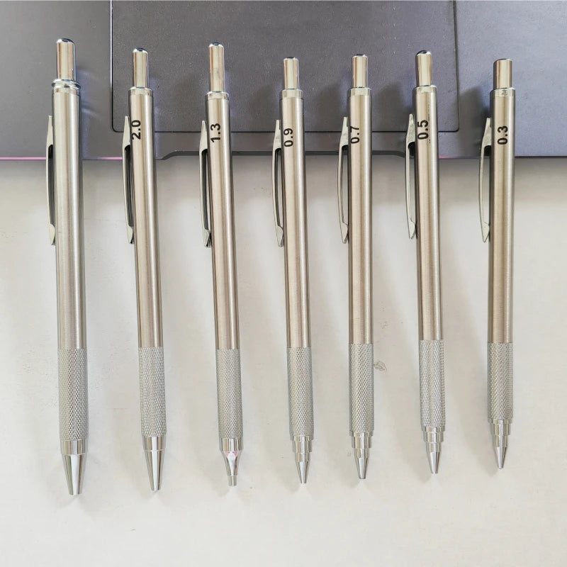 0.3 0.5 0.7 0.9 1.3 2.0 3.0mm Mechanical Pencil Full Metal Art Drawing Painting Automatic Pencil with Leads Office School Supply
