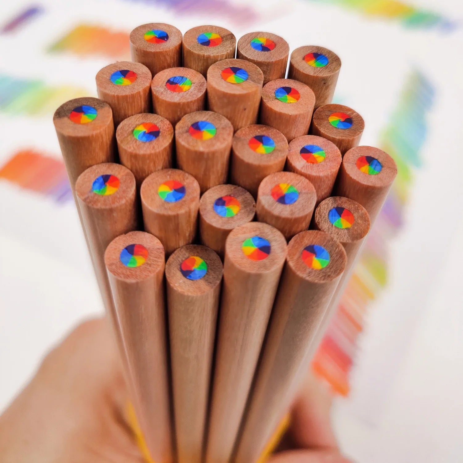 12PCS seven-color rainbow pen multi-color pencil creative color pen gradient color mixed color DIY color pencil hand-painted stu