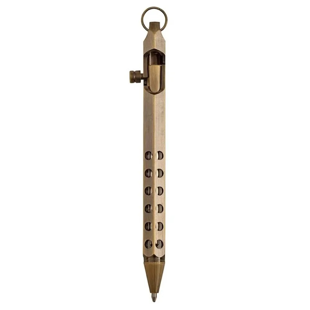 Portable Brass Signature Pen Medium Point 1.0mm Retro Ballpoint Pen Bolt Action Smooth Writing Rollerball Pen Stationery Gifts
