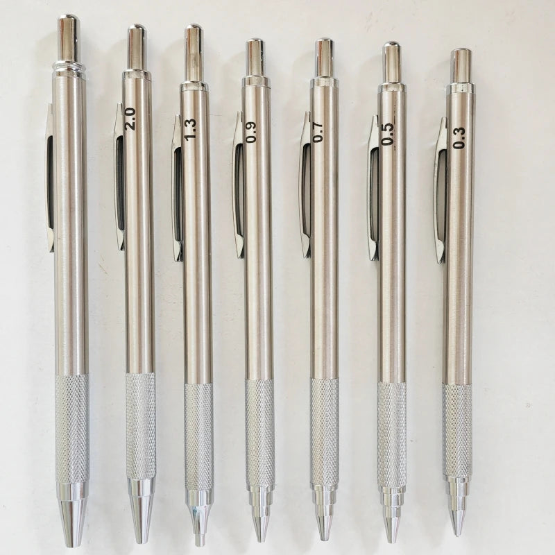 0.3 0.5 0.7 0.9 1.3 2.0 3.0mm Mechanical Pencil Full Metal Art Drawing Painting Automatic Pencil with Leads Office School Supply