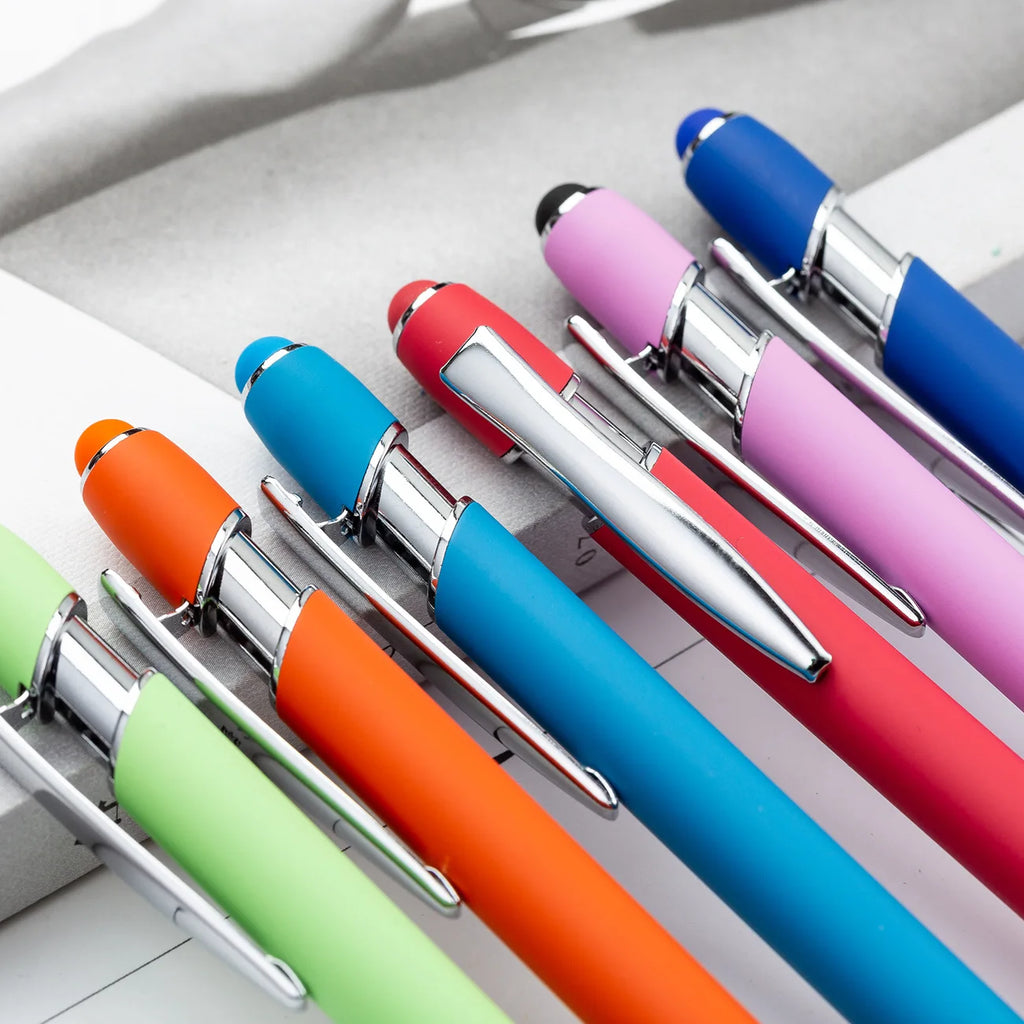 50pcs Light Metal Ballpoint Pen Touch Screen Pen Office School Advertising Pen Custom Logo Text Engraving Laser Engraving