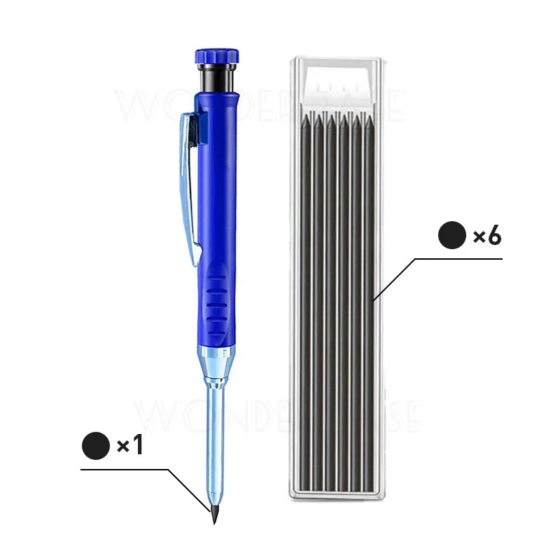5 Colors 40mm Long Head Carpenter Mechanical Pencil Deep Hole Marker Pencil for Woodworking Construction Home Improvement