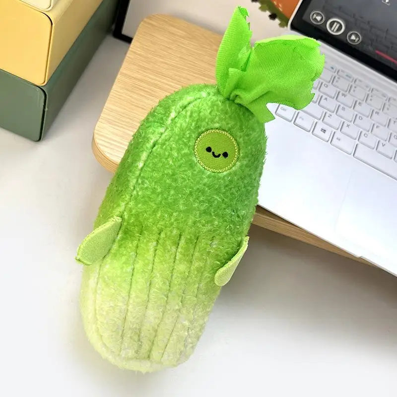 Cute Cartoon Plush Vegetable Fruit Pencil Case Cute Banana Broccoli Garlic Plush Multifunctional Large Capacity Stationery Bag