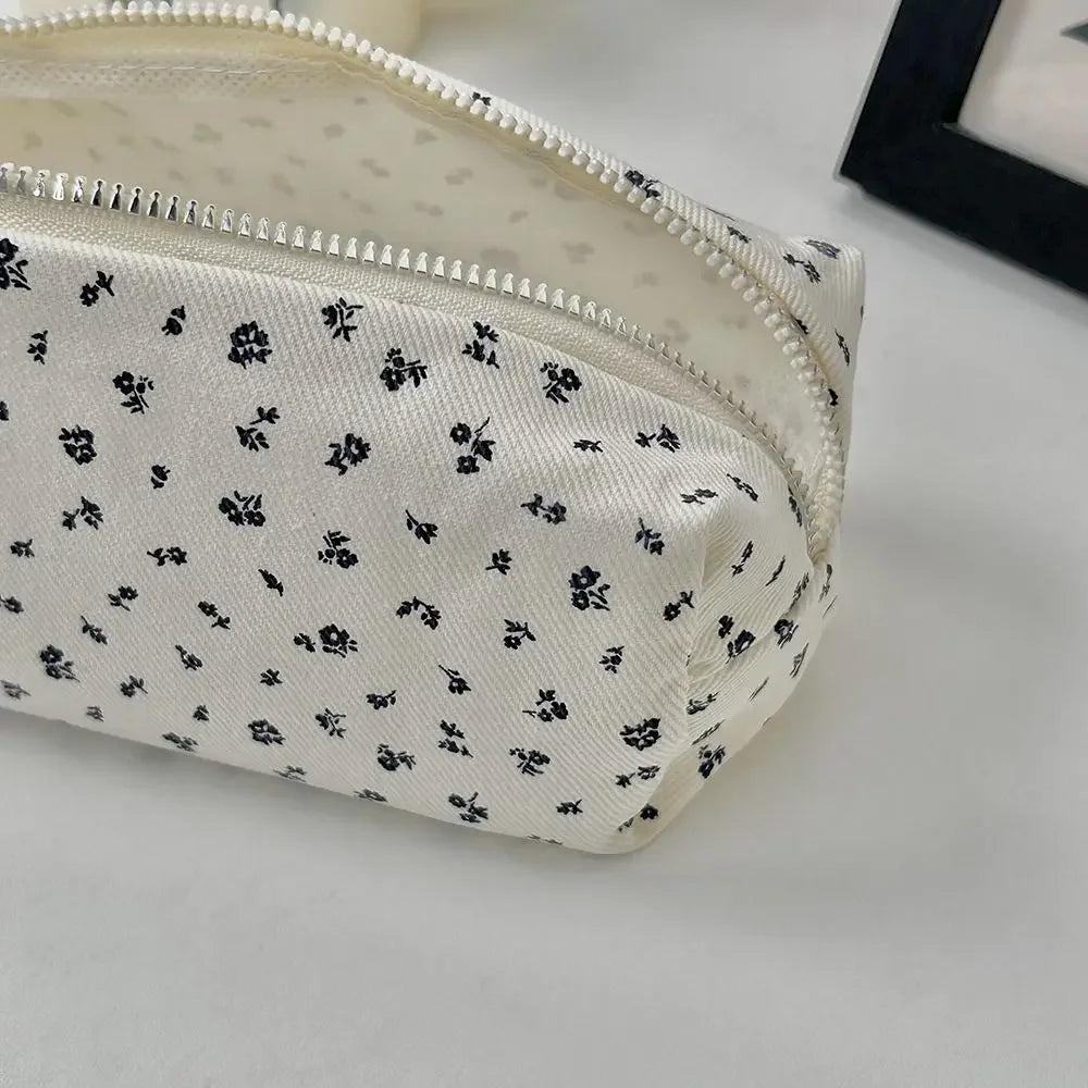 Small Fresh Floral Pen Bag Large Capacity Pencil Case Multifunctional Stationery Storage Bag Student School Organizer Supplies