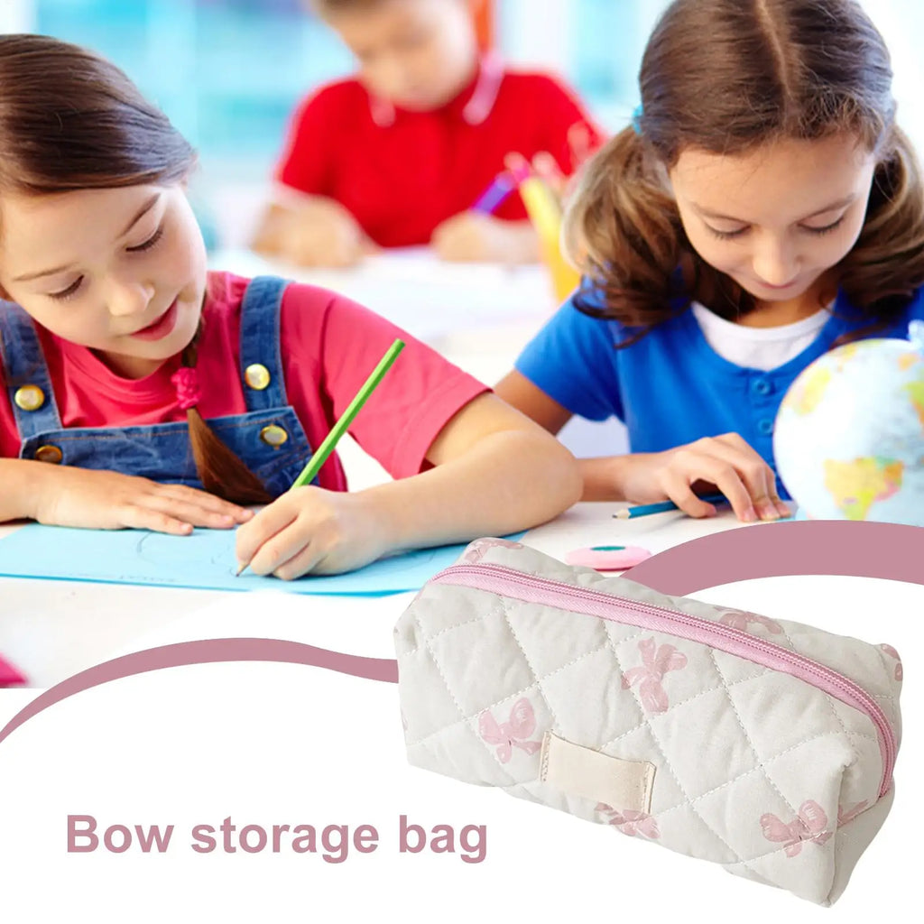 1pc exquisite bowknot single-layer pencil case, bow pattern design storage bag, a must-have for back to school season