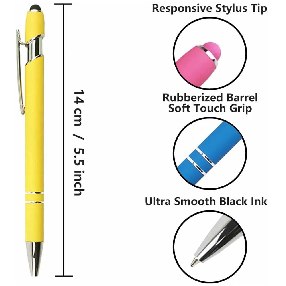 5-12Pieces Ballpoint Pen with Stylus Tips, Metal, 2 in 1 Stylus Ballpoint Pen 1.0 mm Black Ink  for Smartphone, Tablet