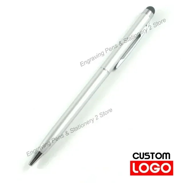100 Pcs 13-color Metal 2-in-1 Stylus Universal Ballpoint Pen Custom Logo Office School Advertising Pen Text Engraving Wholesale